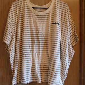 Relaxed Fit Striped Crop Top